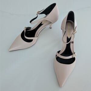 Bruno Premi Nappa Leather Heels IT 38 US 7.5 Nude Italian Designer Dress Shoes